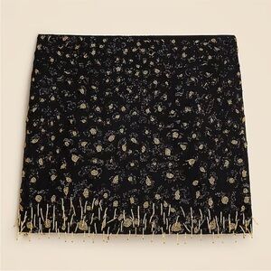 J. Crew Black and Gold Patterned Mini Skirt